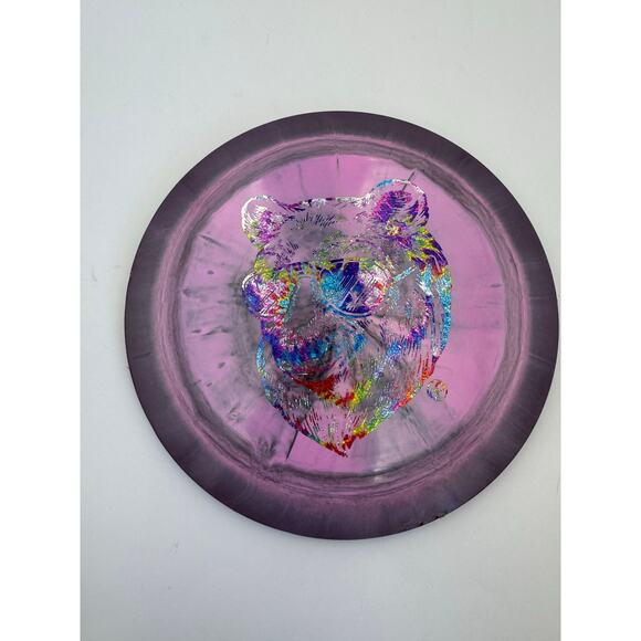 Disc Golf Holographic Bear Stamp Plastic Distance Driver Disc Purple - Picture 1 of 2